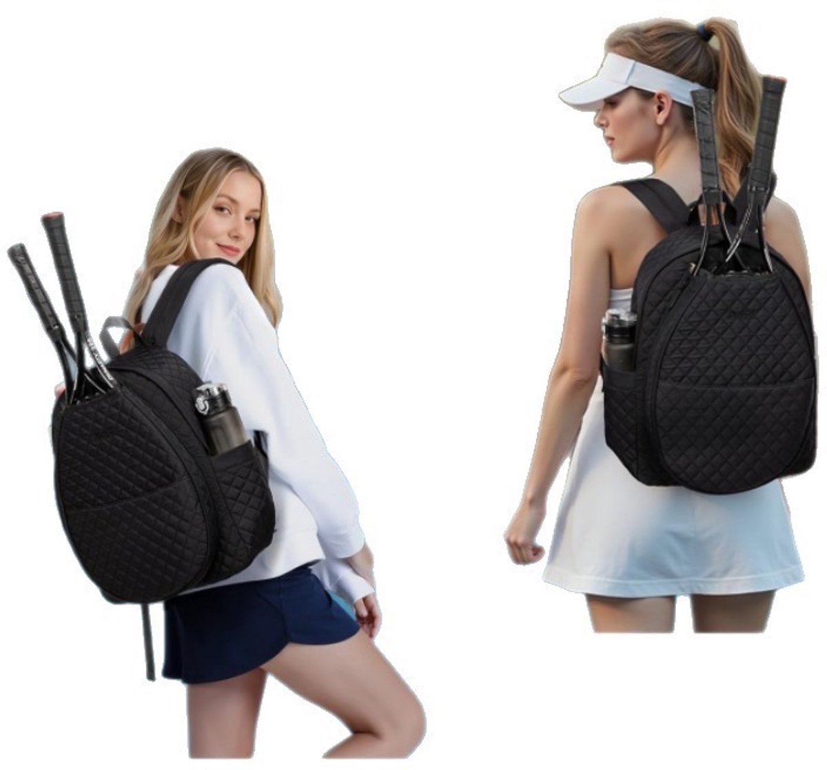 Backpack - Tennis Shoulder Crossbody Bag - Sports Bag - Waterproof Racket Bag - Suitable for Pickles and Badminton - Black