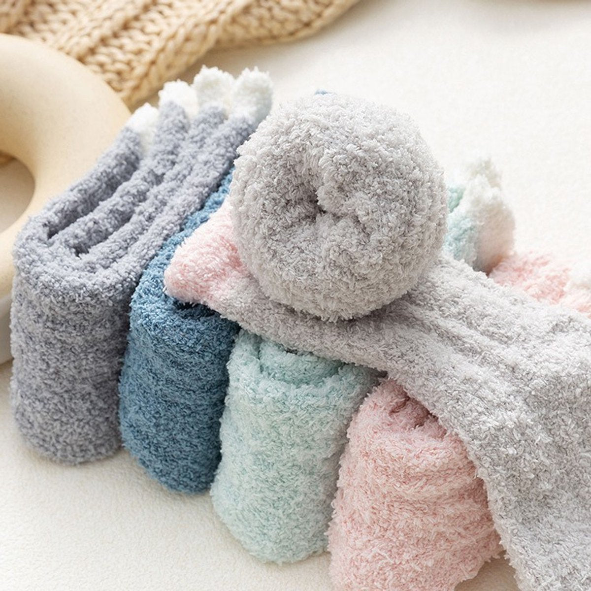Slippers and socks - lounge socks - 7 pairs - Women's lounge socks - Soft and comfortable women's lounge socks - Comfortable, warm, thick and soft