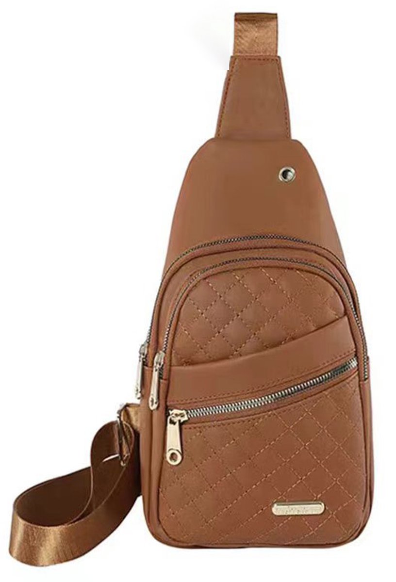 Unisex Shoulder Bag - 5 Storage Pockets & Cable Grommet - Crossbody Bag Women - Crossbody Bag Men - Crossbody Bags - Sling Bag - Adjustable Carrying Style (Cross/Shoulder/Chest) - Brown