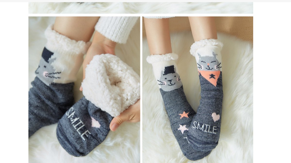 House Socks (1 pair) - Floor Socks - Slipper Socks - Women's House Socks - Fleece Lining - Non-Slip House Socks - Christmas Gift