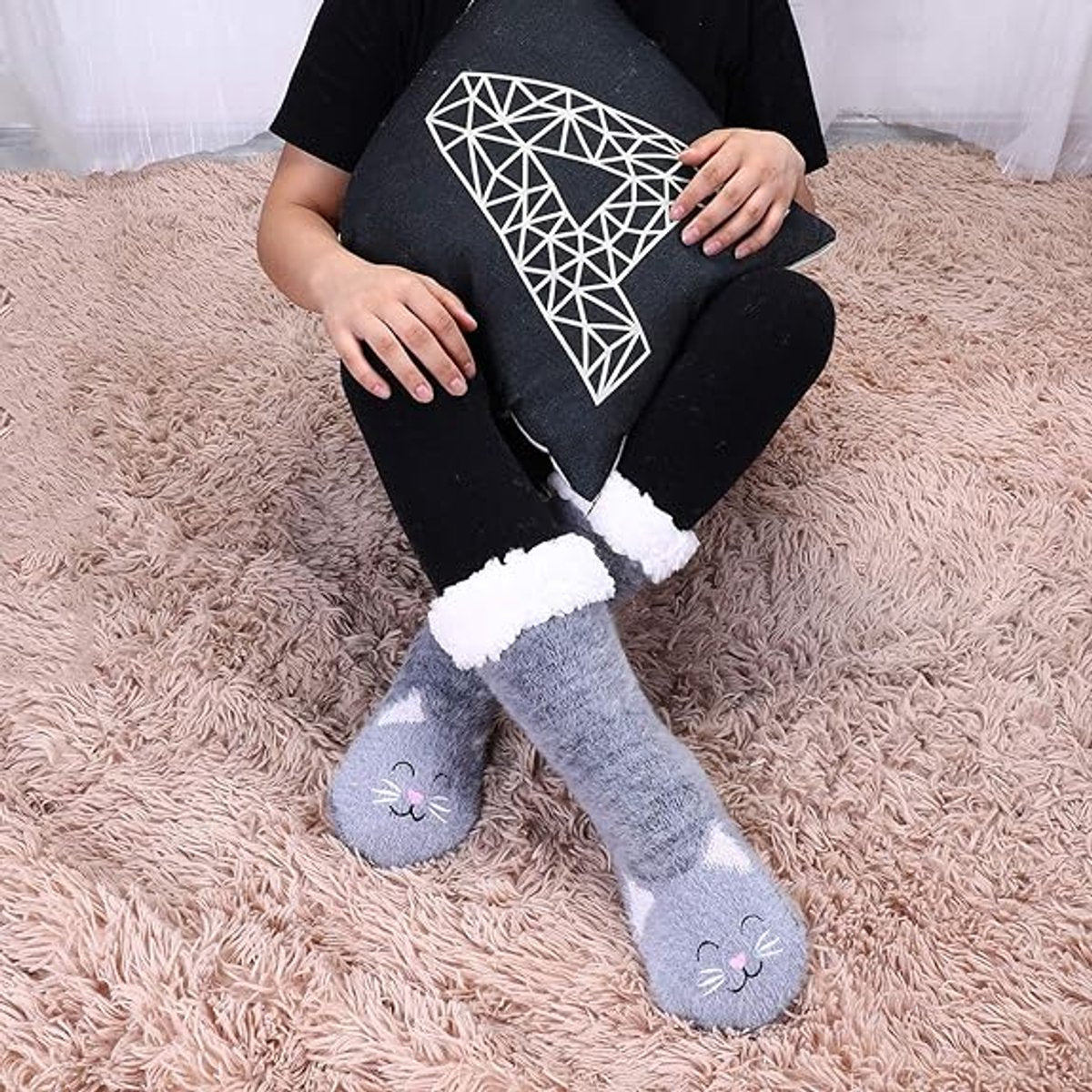 House Socks (2 pairs) - Floor Socks - Slipper Socks - Women's House Socks - Comfortable and Warm - Cute Animal Print - Christmas Gift