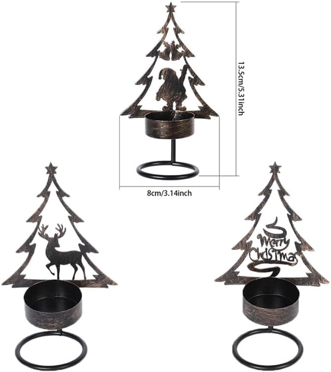 Candle Holder - Metal Candle Holder - Set of 3 - Candle Holder - Suitable for Christmas, Valentine's Day, Mother's Day, Weddings, Holidays and Home Accessories