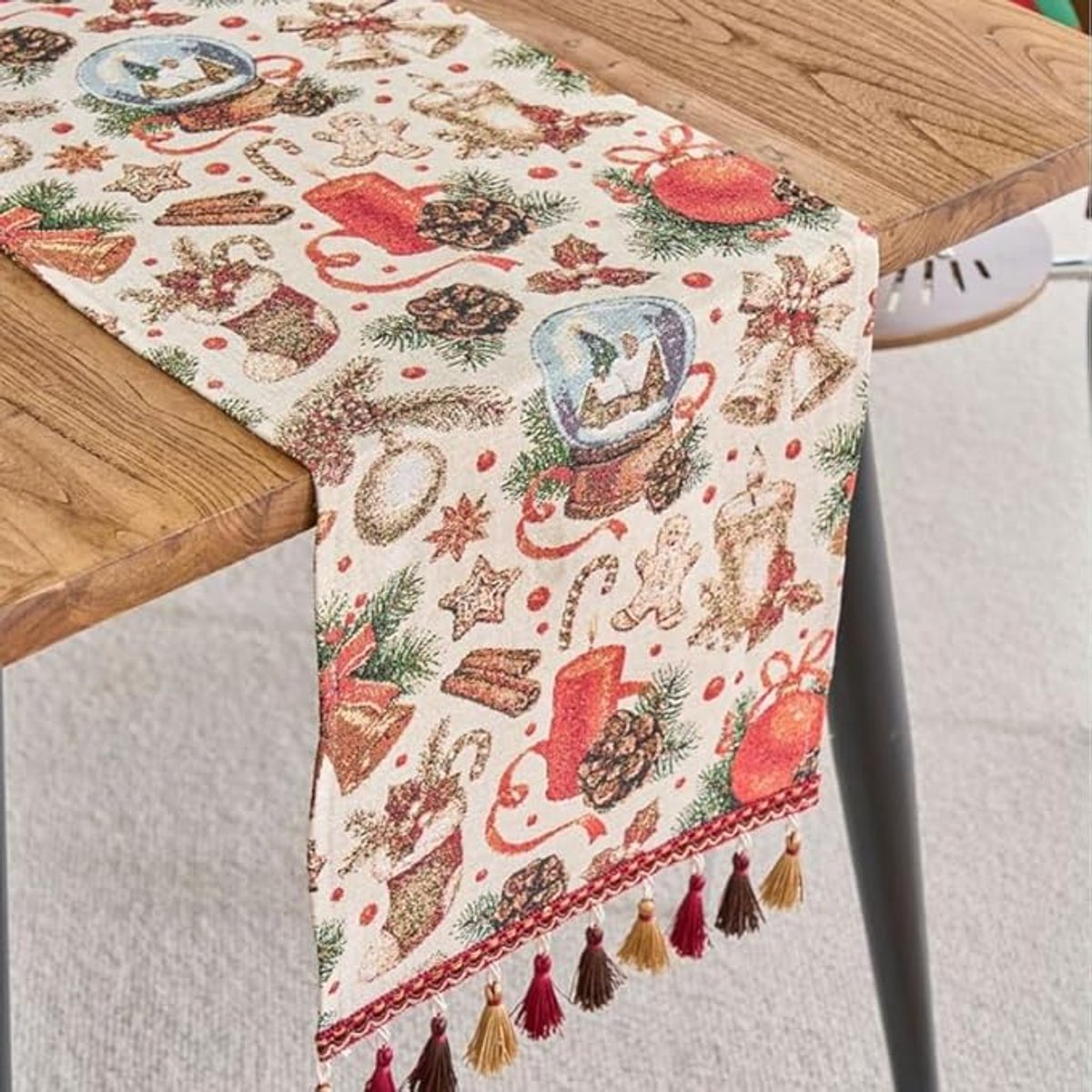 Table Runner - Christmas Table Runner - Home Decoration - Christmas Decoration - Christmas Snowball Pattern Table Runner - Suitable for dining tables and cabinets - Can be used for Thanksgiving, parties, Christmas, weddings, banquets and New Year's decora