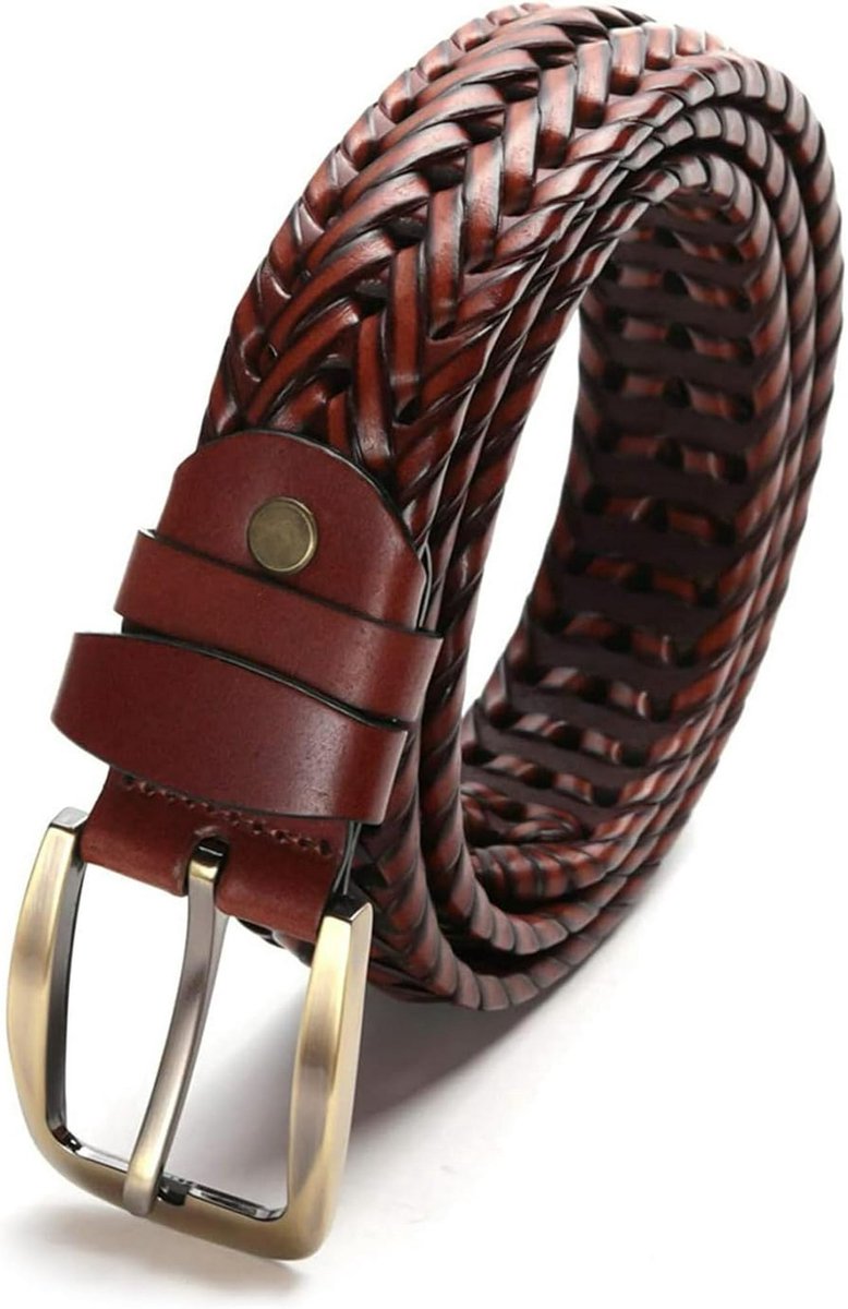 Men's Belts - Women's Belts - Casual Belts Made of Genuine Leather - Durable - Mesh Weave Design - Ideal for Business Wear and Formal Occasions