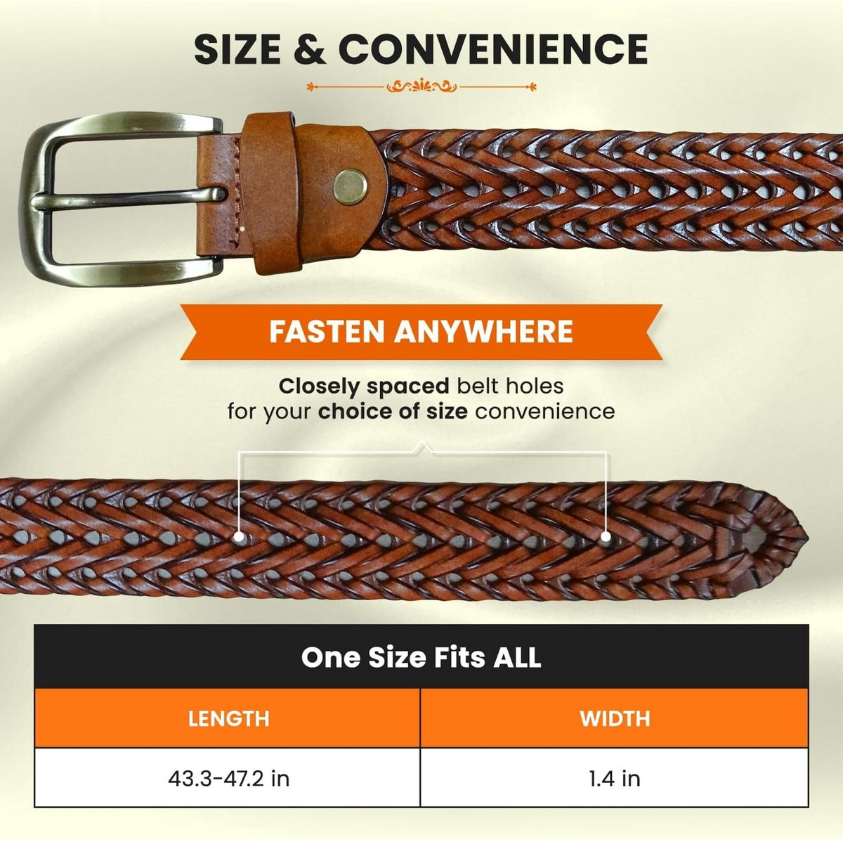 Men's Belts - Women's Belts - Casual Belts Made of Genuine Leather - Durable - Mesh Weave Design - Ideal for Business Wear and Formal Occasions
