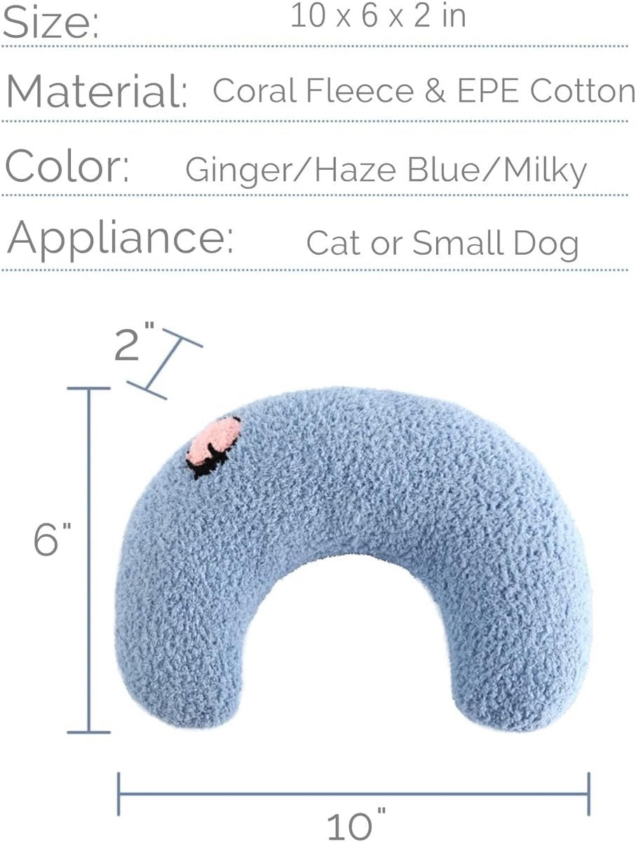 Pet Cushion - Soft Plush Pet Cushion - Cute Patterned Pet Mat - Comfortable Neck Support - Suitable for Cats and Dogs - Blue