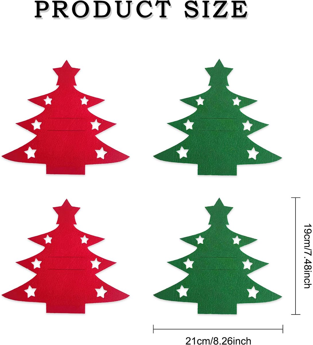 Christmas Tree Cutlery Organizer - 24-Piece Pack - Silver Cutlery Organizer Bag - Cutlery Case - Christmas Tree Pattern Felt Cutlery Case - Christmas Holiday Party Table Decoration