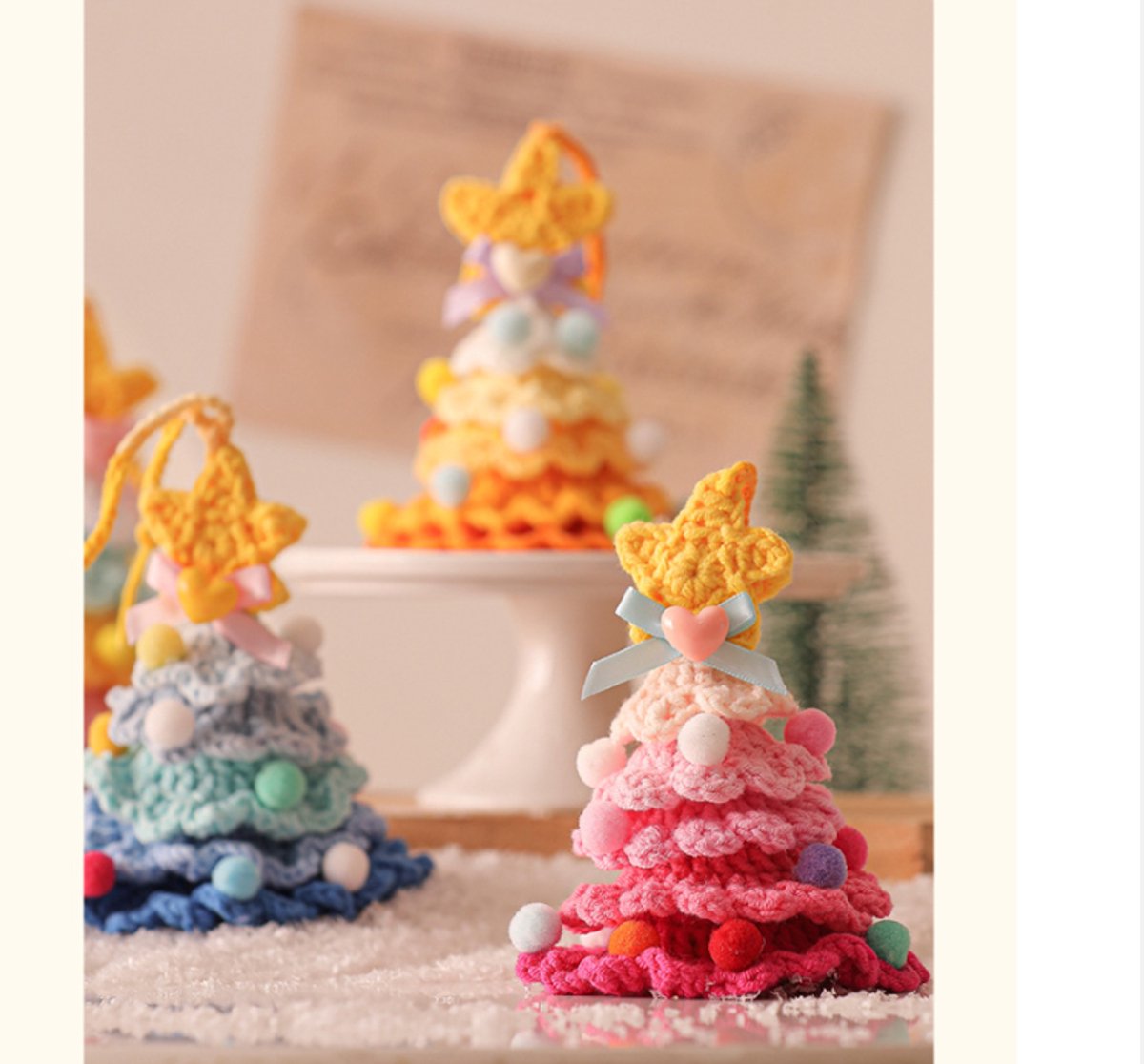 Christmas Decorations - Crochet Christmas Tree Bell Decorations - Small Christmas Decorations - Car Decorations - Style D