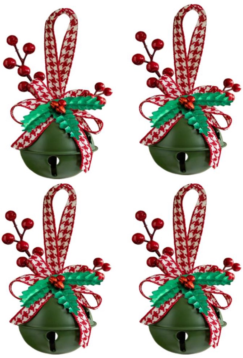 Decoration Christmas Bell Accessories with Bow - Wind Chime Pendant - Home Decoration (4 pieces)