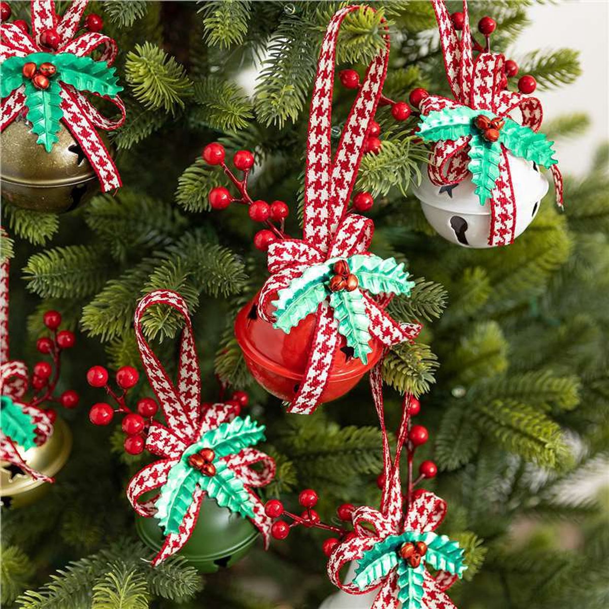 Decoration Christmas Bell Accessories with Bow - Wind Chime Pendant - Home Decoration (4 pieces)