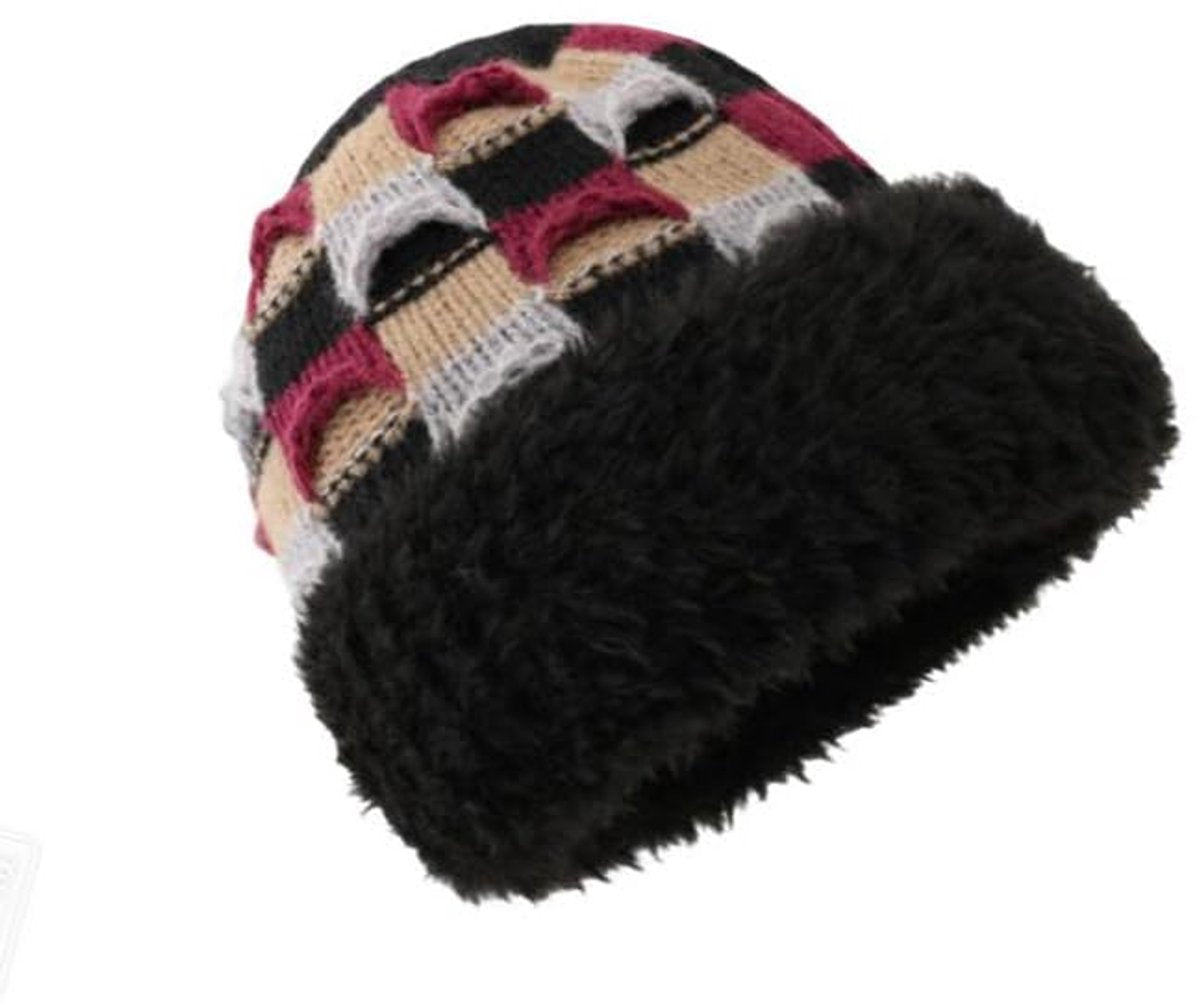 Winter Warm Knitted Hat - With Fleece Lining - Unisex - Suitable for Cold Weather（Black）