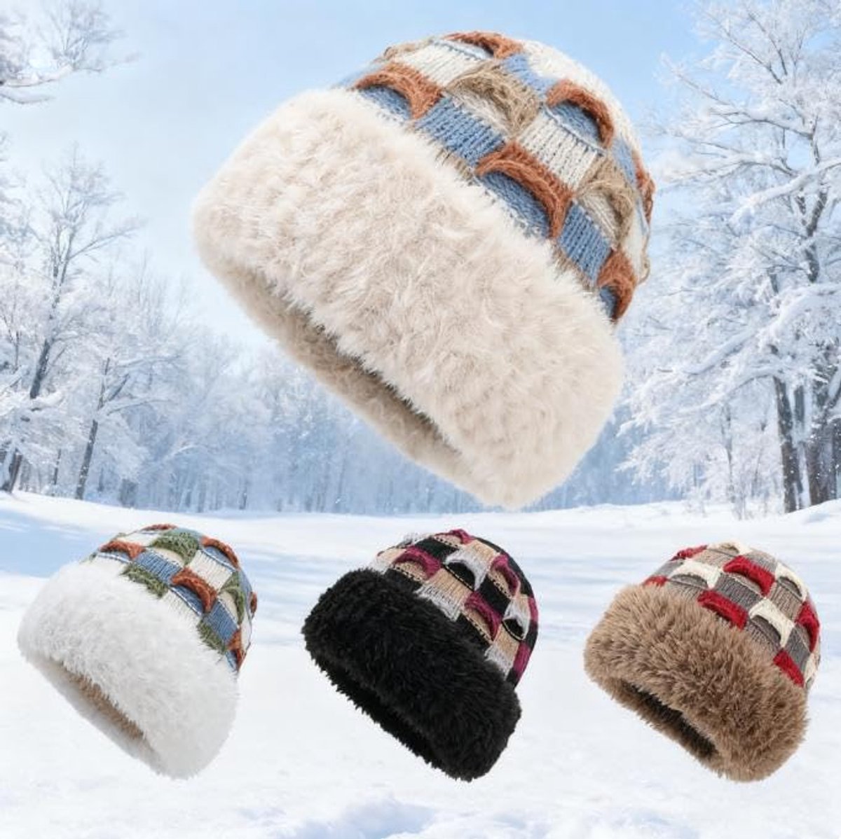 Winter Warm Knitted Hat - With Fleece Lining - Unisex - Suitable for Cold Weather（Black）