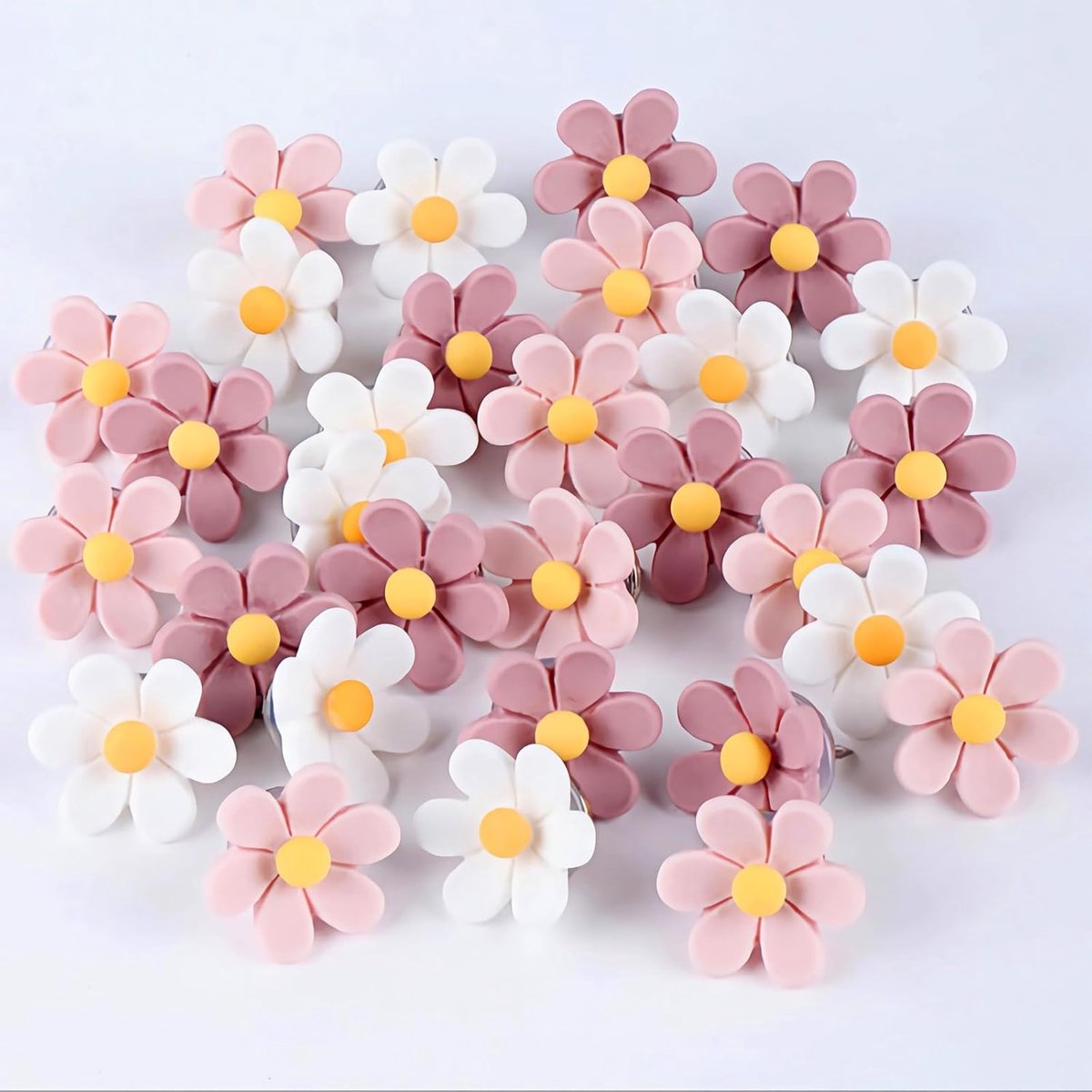 Push Pins - 30 pieces - Flower-shaped push pins - Flower pins for notice boards - Pin board pins - Decorative push pins - Suitable for notice boards, offices, schools and home use.