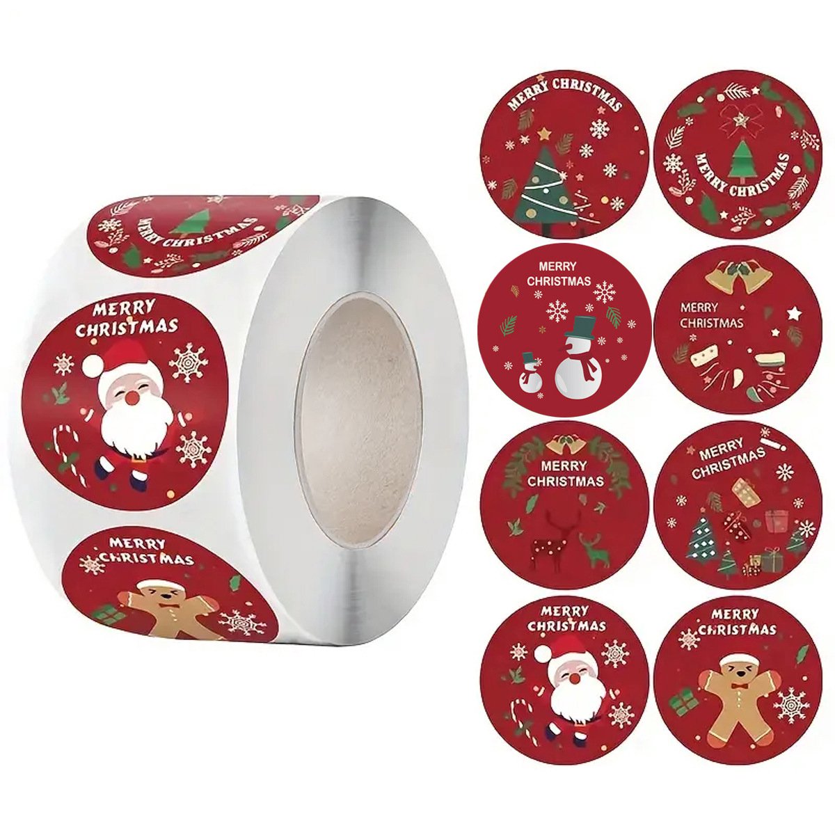 Stickers - Christmas Stickers - Cartoon Stickers - 2 Rolls - Approximately 500 stickers per roll - The best choice for decorating Christmas gifts