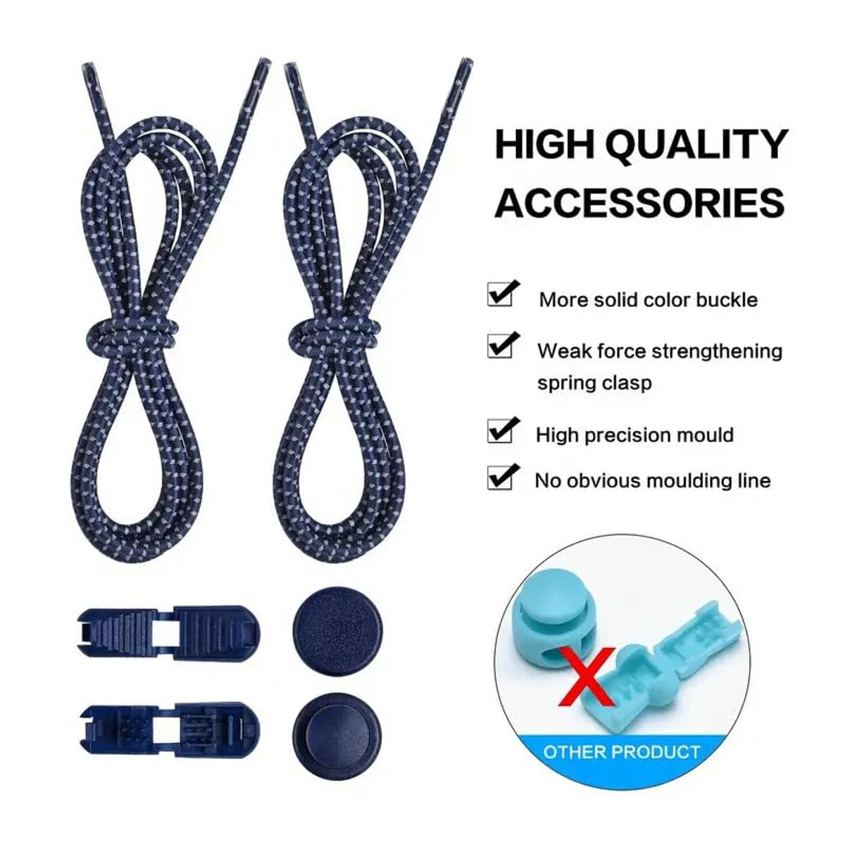 Sneaker Laces 120CM suitable for Sneakers - Elastic laces without a tie - Suitable for students and adults - With strong buckle and quick-release function (Royal Blue)