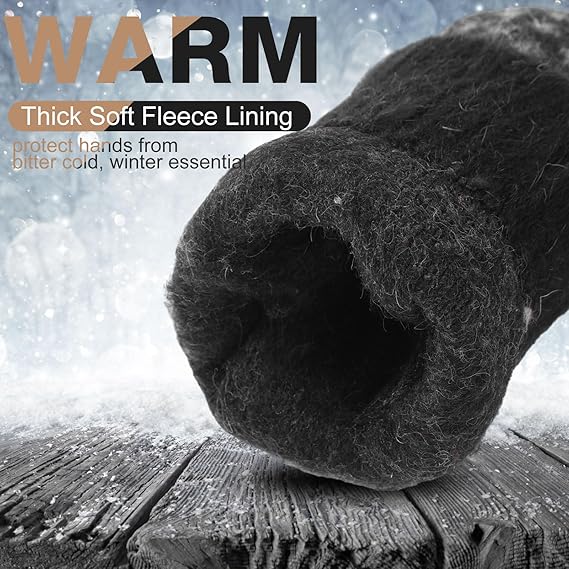 Pack of 3 pairs - Warm winter gloves for women - Extra thick - Knitted imitation - Suitable for cold winter weather (style B)