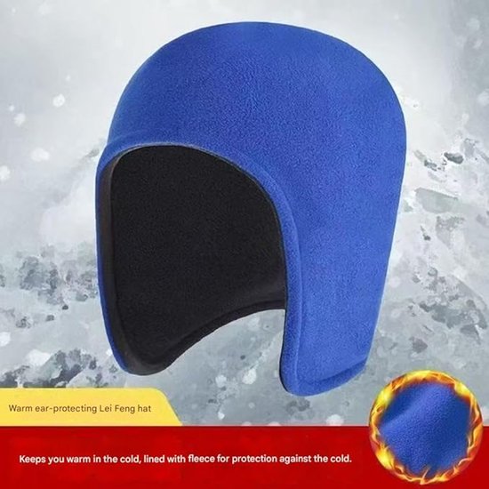 Winter hat for men and women – Thermal, windproof hat with ear flaps, ideal for sleeping, motorcycling and outdoor activities (Blue)