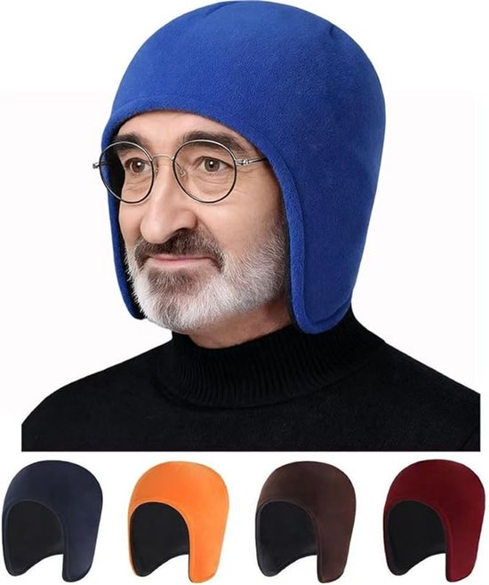 Winter hat for men and women – Thermal, windproof hat with ear flaps, ideal for sleeping, motorcycling and outdoor activities (Blue)