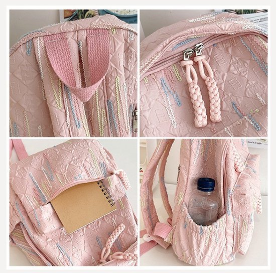 Backpack – Stylish and practical lightweight backpack – With two zippered compartments and adjustable shoulder strap – Fashionable design for girls, children and adults – White