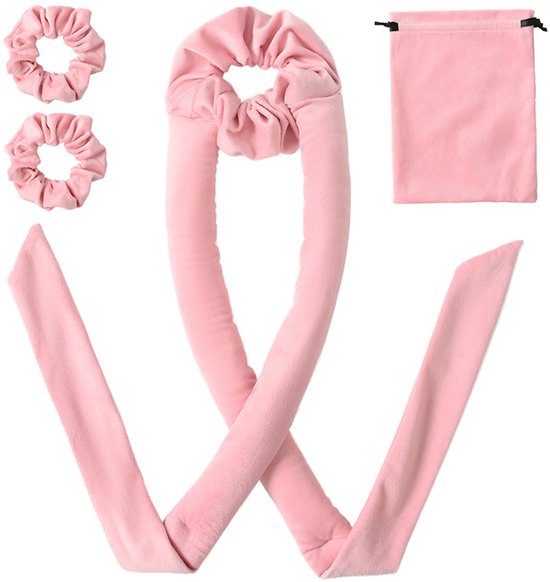 3-Piece Hair Rollers - Curling Iron for Women - Includes Storage Bag - Creates Long-Lasting Curls Without Heat (Pink)