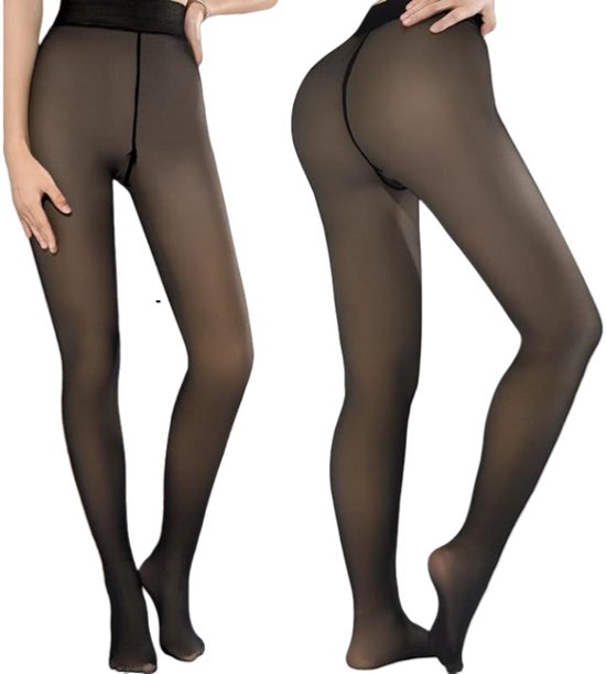 2-Pack Women's Thermal Leggings with Fleece Lining - High-Waisted Faux Sheer Tights - Lightweight - Extra Thick - Warm - Women's Leggings - Size XL (170-200 lbs)