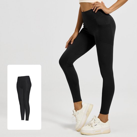 Slim Fit Sports Pants - High Waist Yoga Pants with Side Pockets - Soft and Stretchy Blended Fabric, Breathable and Comfortable - Skinny Fit with Elastic Waist - Suitable for Yoga, Fitness, Walking and Daily Use (Black, Size XXL)