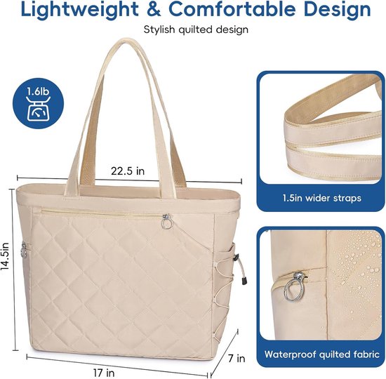 Tennis Bag – Extra Large Sports Bag with Shoe Compartment – Suitable for 2-4 Rackets – Waterproof and Lightweight – Unisex（Beige）
