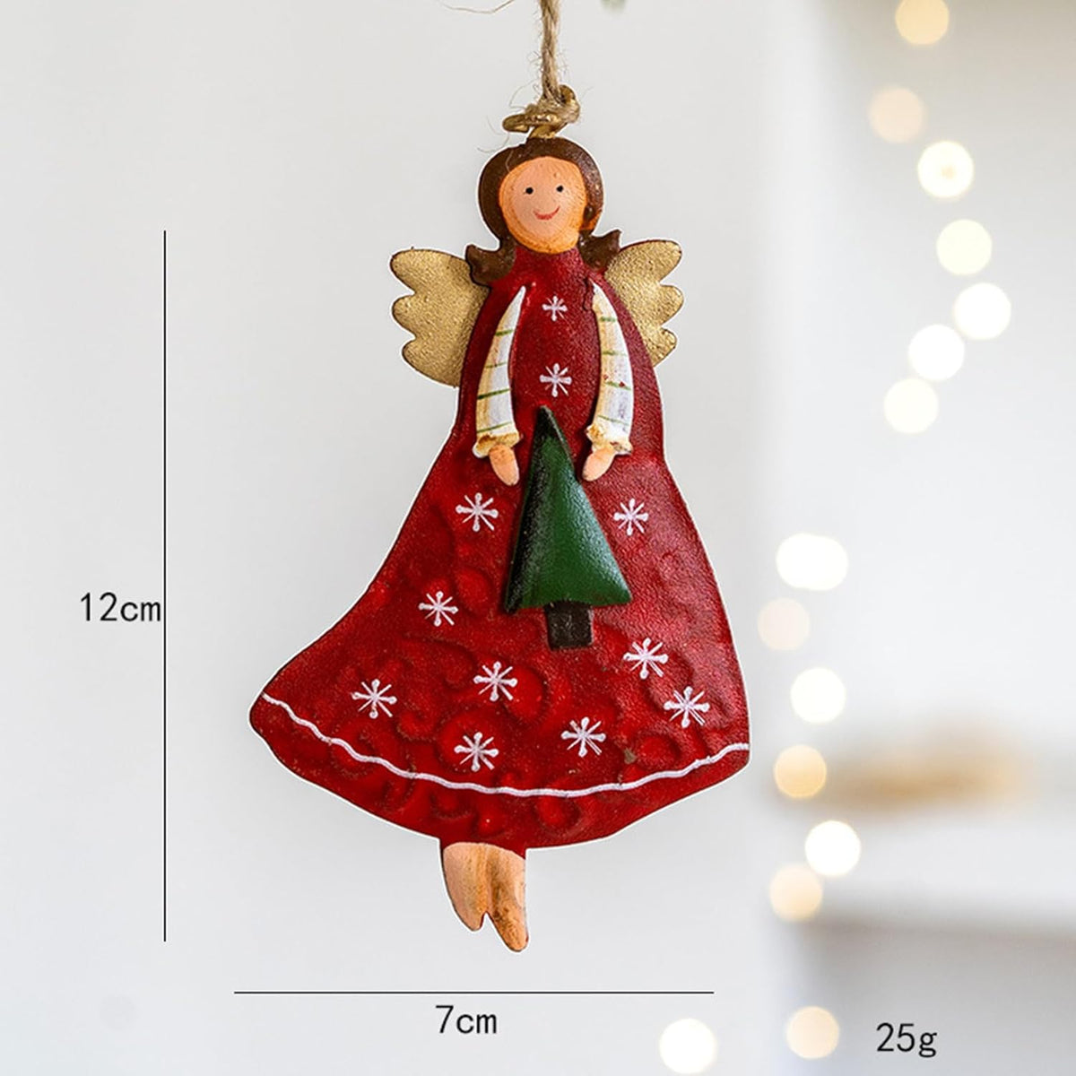 4 Pack Colourful Metal Angel Christmas Hanging Ornaments for Trees, Wreaths, Mantels and Festive Home Decoration