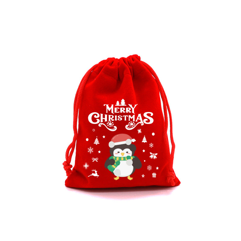 12 Pack Red Christmas Apple Gift Bags with Drawstring, Festive Treat and Candy Pouches for Holiday Parties, Favours and Tree Decor