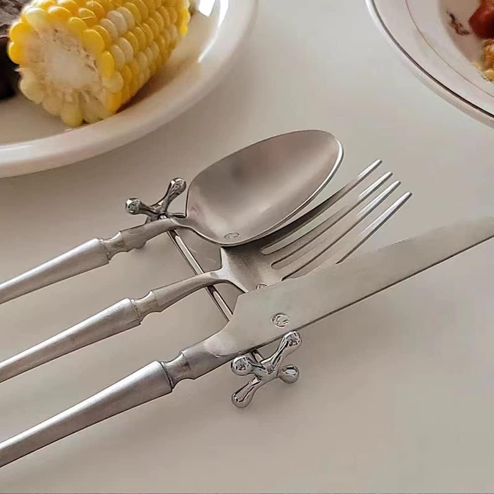 6 Pack Metal Knife Rests, Classic Cutlery Holders for Table Settings, Dinner Parties and Everyday Dining, Silver, 8 x 3 cm