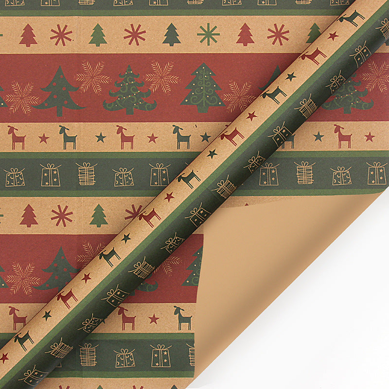 Christmas Wrapping Paper - 6 Sheets - Retro & Vintage Design - Complete Set with 2x Rope, Tape & Stickers - Gift Wrap