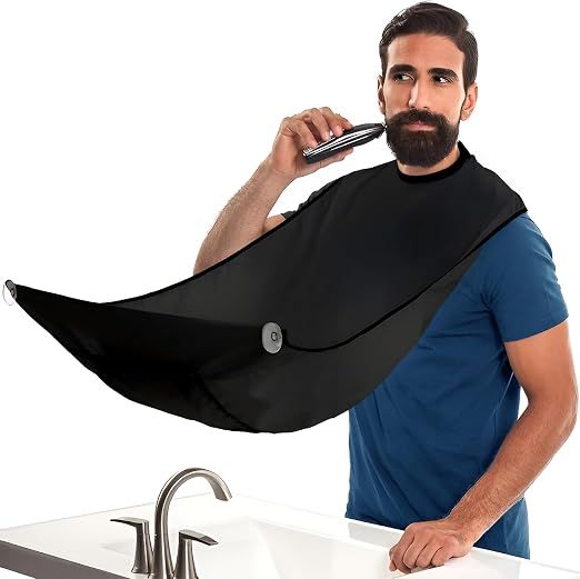 Beard Bib Beard Apron, Dad Fathers Day Gift, Beard Trimming Catcher Bib, Hair Catcher, Gifts for Men Anniversary Valentines Day, Black
