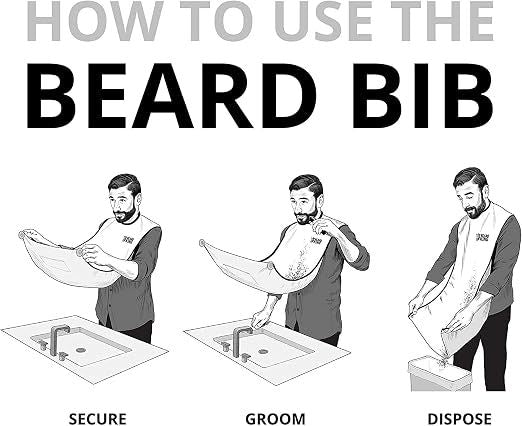 Beard Bib Beard Apron, Dad Fathers Day Gift, Beard Trimming Catcher Bib, Hair Catcher, Gifts for Men Anniversary Valentines Day, Black