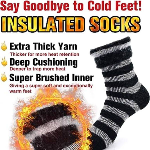 Men's Extra Thick Thermal Winter Socks 10 Pairs, Warm Brushed Plush Lining for Extreme Cold, Ideal for Hiking Skiing Outdoor Work and Everyday Use