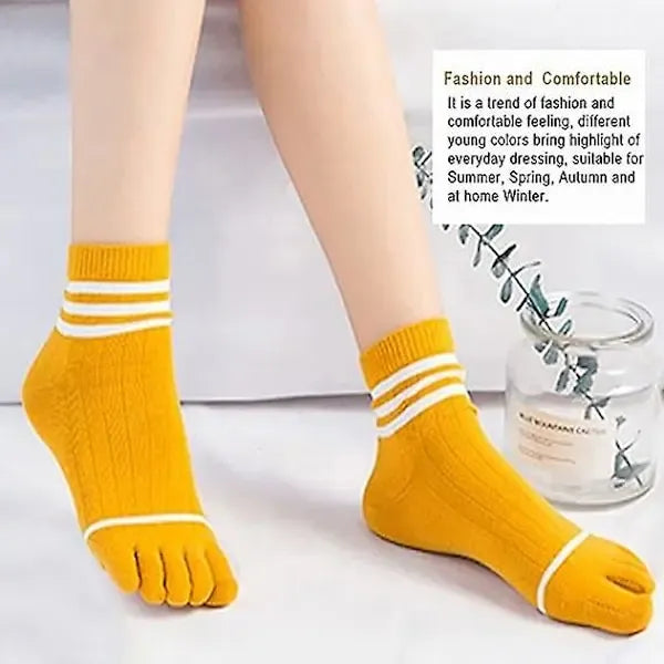 Cotton Crew Five Finger Toe Socks 5-Pack for Men Women Running Training, 80% Cotton 16% Spandex Breathable, Prevents Blisters and Moisture for Sports and Daily