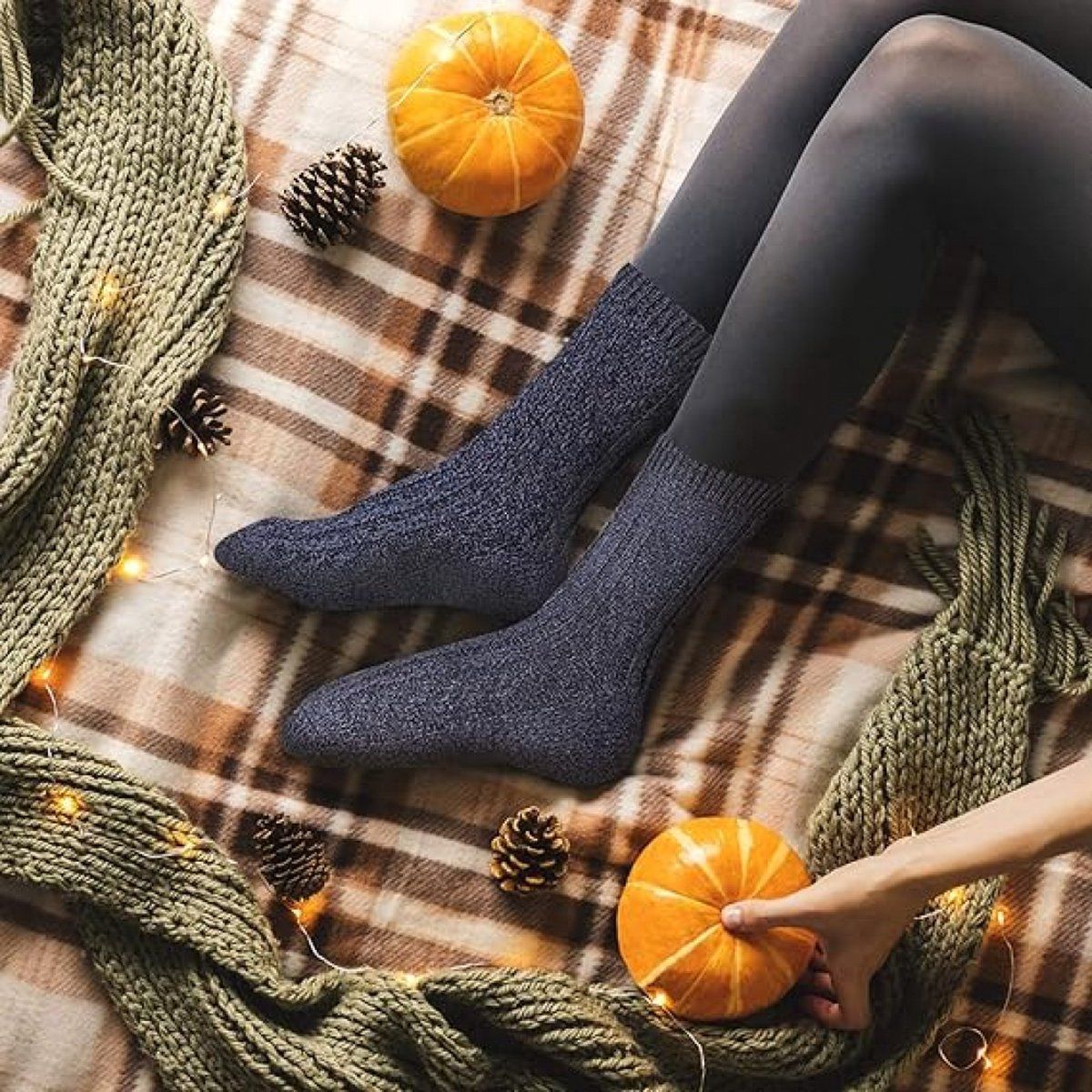 5 Pairs, Women's Wool House Socks, Non-Slip Warm Winter Floor Socks for Home, Bedroom and Cold Weather Indoor Wear, Size 41-45