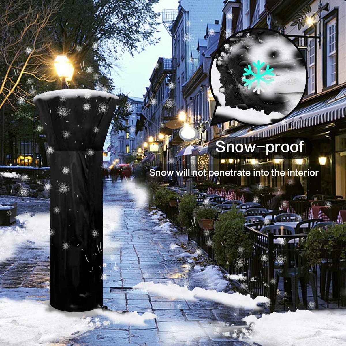 Patio heater cover, 420D Black Silver-Coated, waterproof, windproof and UV resistant, 226 x 89 x 48 cm,for Storage and Seasonal Protection