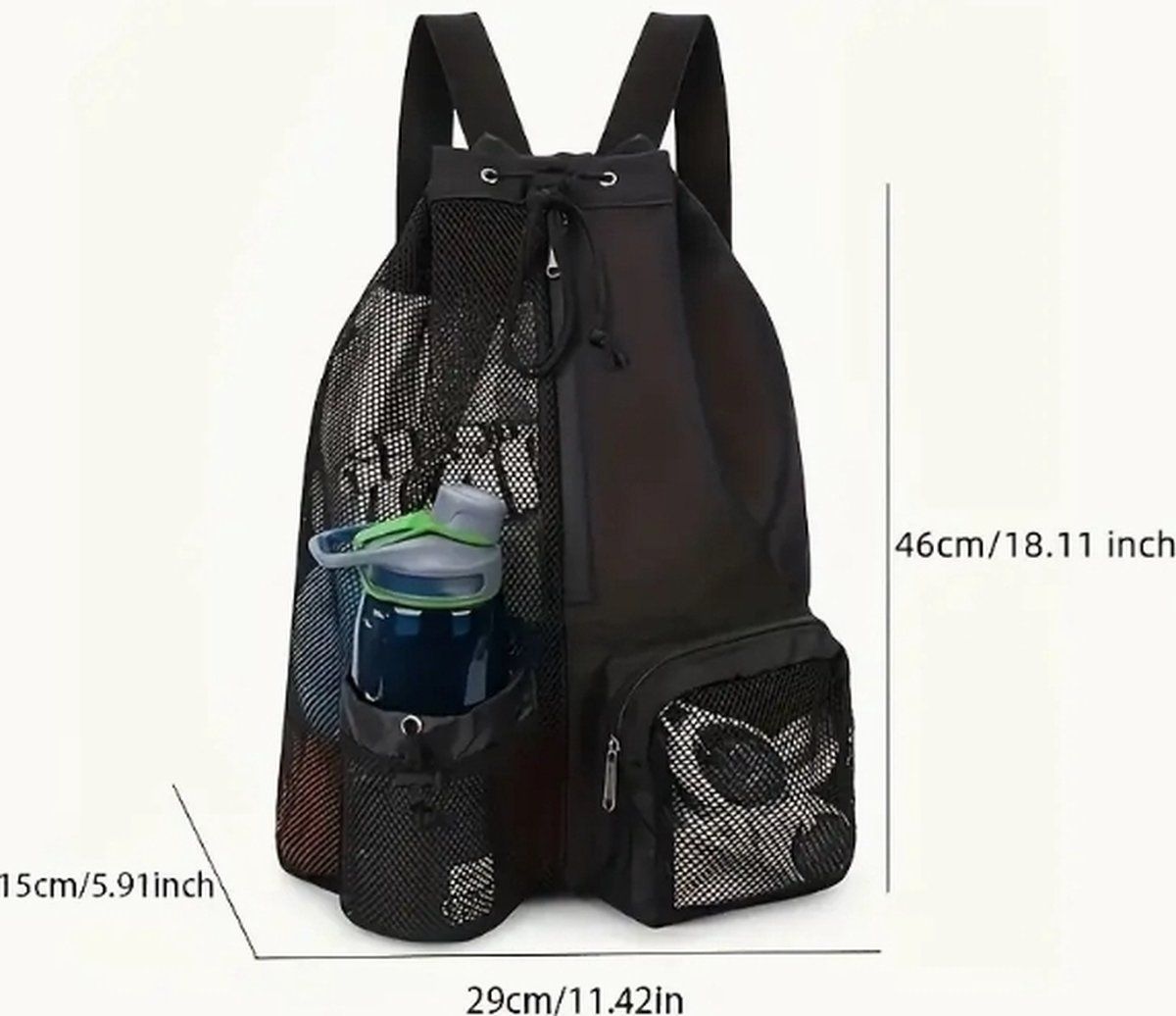 Drawstring Backpack, Mesh Backpack, Beach Bag Backpack, Large Capacity Backpack with Wet Bag, Backpack for Swimming, Travel Gym, Purple