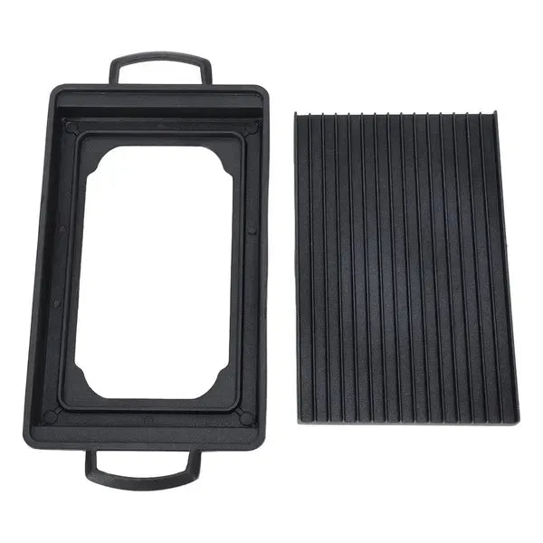Mini Aluminium Alloy Charcoal Grill Pan with Fast Even Heating for Home Cooking, Camping and Picnics, Black, 24 x 15 cm