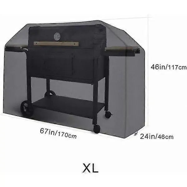 Grill Cover Waterproof Oxford Fabric Weather Resistant Dustproof for Outdoor BBQ Grill Black 170 x 61 x 117 cm