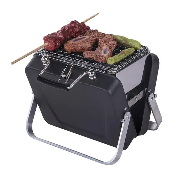 Portable Foldable Charcoal BBQ Grill with Compact Metal Frame and Cooking Grate for Camping, Picnics and Outdoor Cooking, Black