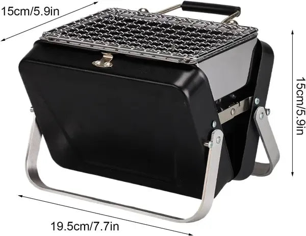 Portable Foldable Charcoal BBQ Grill with Compact Metal Frame and Cooking Grate for Camping, Picnics and Outdoor Cooking, Black