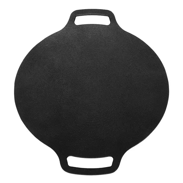 Round Korean BBQ Grill Pan with 6-Layer Non-Stick Aluminum Alloy Surface for Indoor Cooking, Camping and Outdoor Grilling, Black, 33 cm