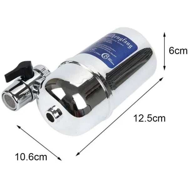 Faucet Drinking Water Filter, Tap-Mounted Water Purifier with M22/M24 Adapter, Kitchen Faucet Filtration, Chrome Finish