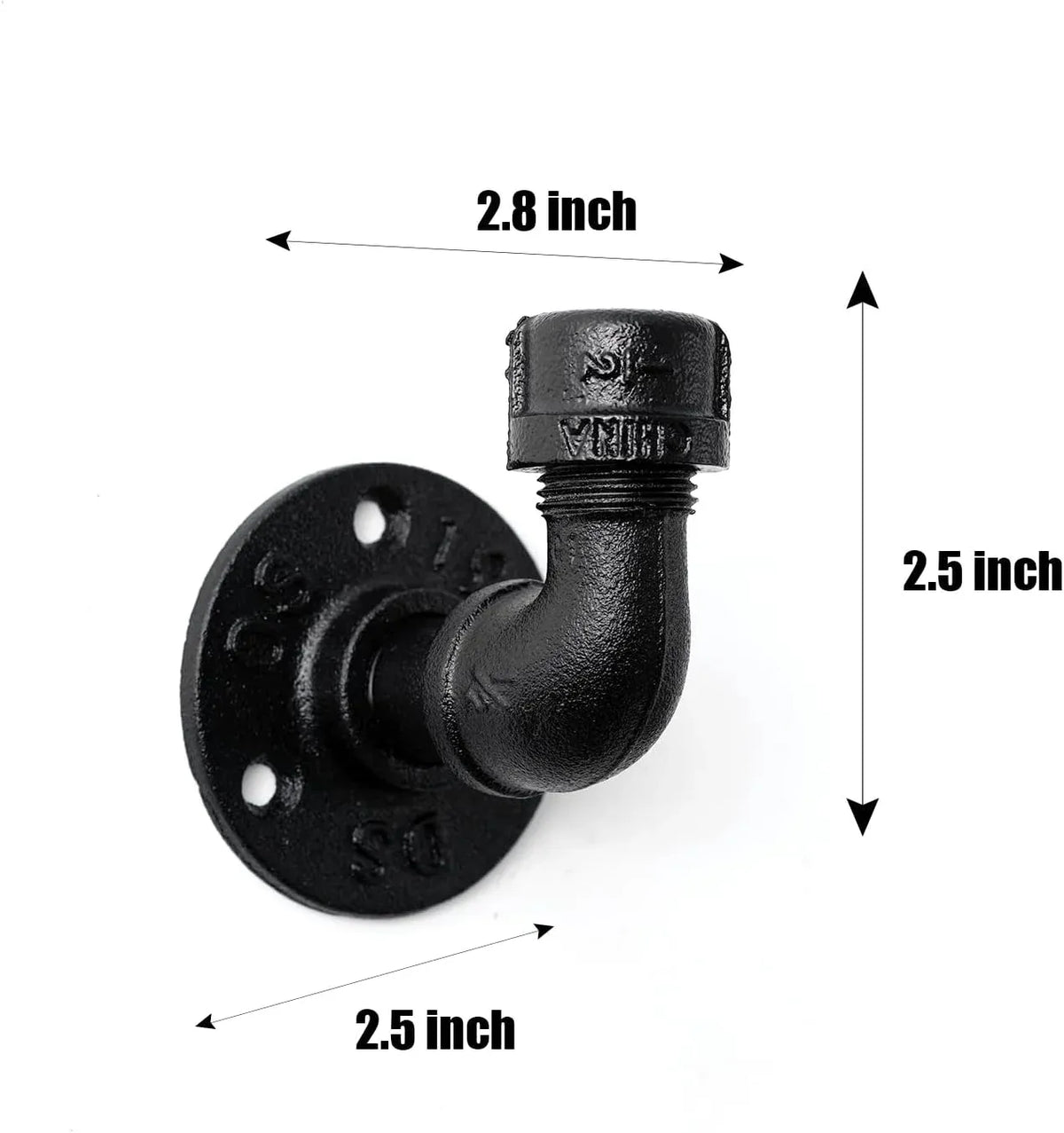 Bathroom Towel Hooks 3 Pack, Vintage Industrial Pipe Wall Mounted Heavy Duty Hooks for Farmhouse Kitchen, Black