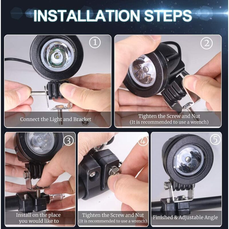 Compatible 10w white led motorcycle fog light 2pcs waterproof 3 inch additional light for bike car truck, Made of Aluminum