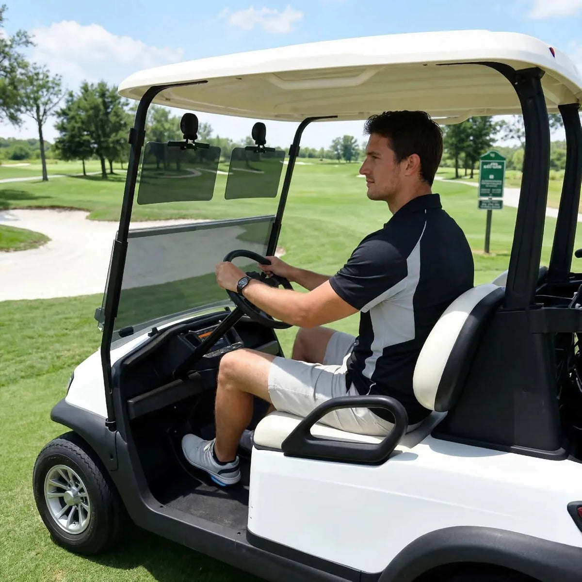 Golf Cart Sun Visor Set of 2, Anti Glare Acrylic Tinted Shield with UV Protection, Compatible with Roof Crossbars, Gray