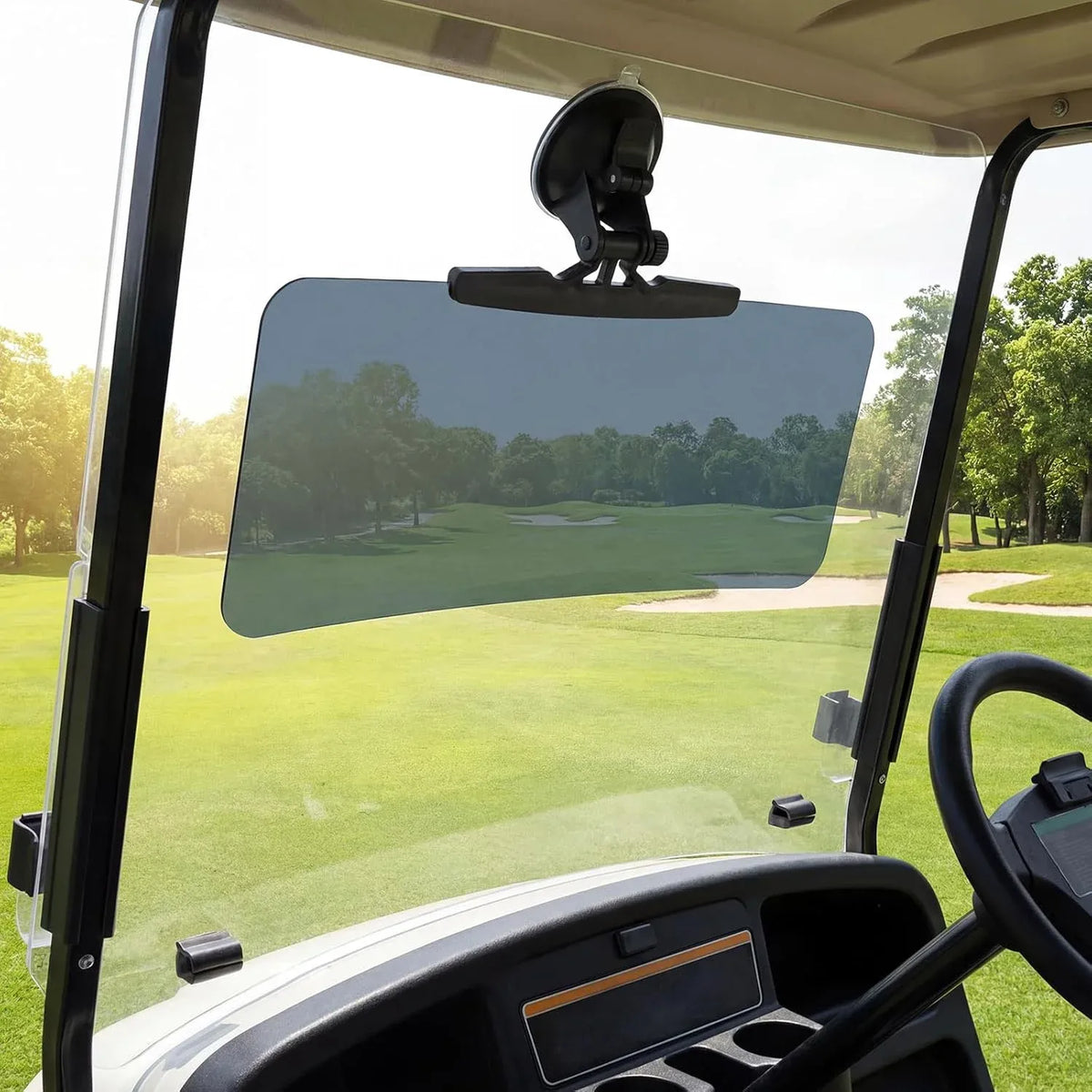 Golf Cart Sun Visor Set of 2, Anti Glare Acrylic Tinted Shield with UV Protection, Compatible with Roof Crossbars, Gray