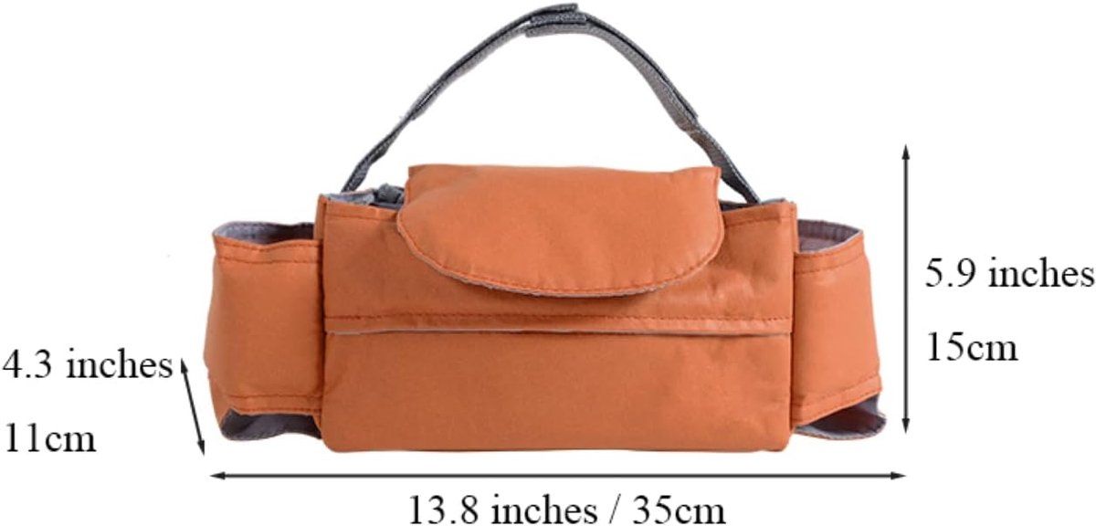 Universal Stroller Storage Bag, with Tissue Front Pocket, Built-in Cup Holder, Can Be Hanged on the Stroller, Brown