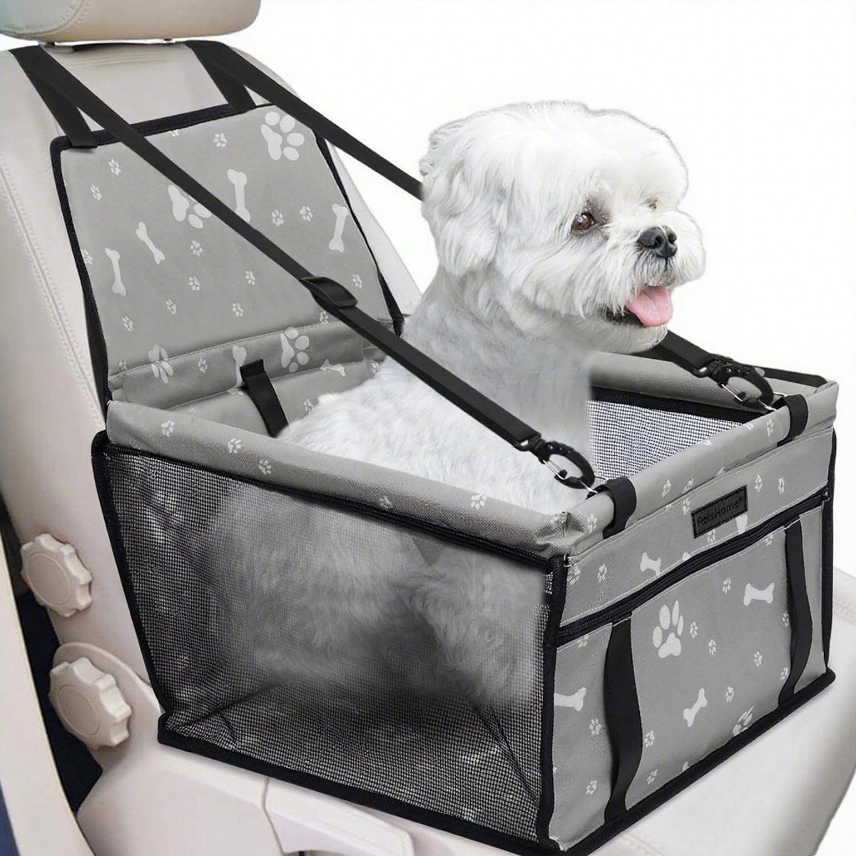 Foldable, Dog Car Seat Booster, Waterproof and Breathable, for small and medium, sized dogs and small and medium, Grey